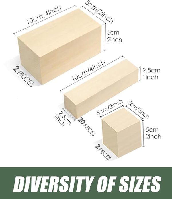 Basswood Carving Blocks 24PCS: Whittling Wood Blocks Wood Carving Kit with 3 Different Sizes - Soft Woodworking Blanks for Crafts Beginners Kids Adults - Image 4