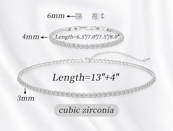 GZWHD Jewelry Set for Women Bride Bridesmaid Choker Necklace Earrings Bracelet Set Wedding jewelry - Image 3