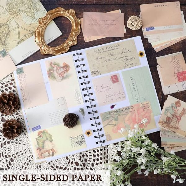 445 PCS Vintage Scrapbook Paper Journaling Scrapbooking Supplies Kit Aesthetic Decorative Craft Paper include 40 Sheet Flowers Stickers for Planner, Bullet Journaling, Junk Journal, Retro Crafts - Image 6