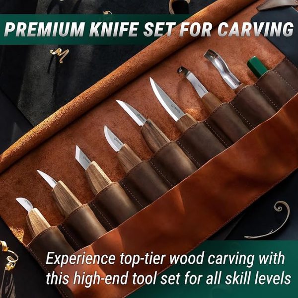BeaverCraft Deluxe Wood Carving Kit S18X - Wood Carving Knife Set - Spoon Carving Tools Set - Whittling Knives Kit - Woodworking Kit Wood Carving Tools Kit Large Whittling Kit S18X - Image 5