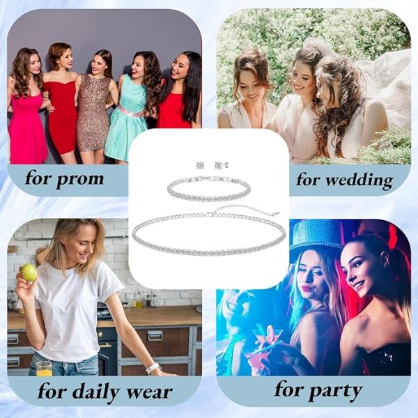 GZWHD Jewelry Set for Women Bride Bridesmaid Choker Necklace Earrings Bracelet Set Wedding jewelry - Image 2
