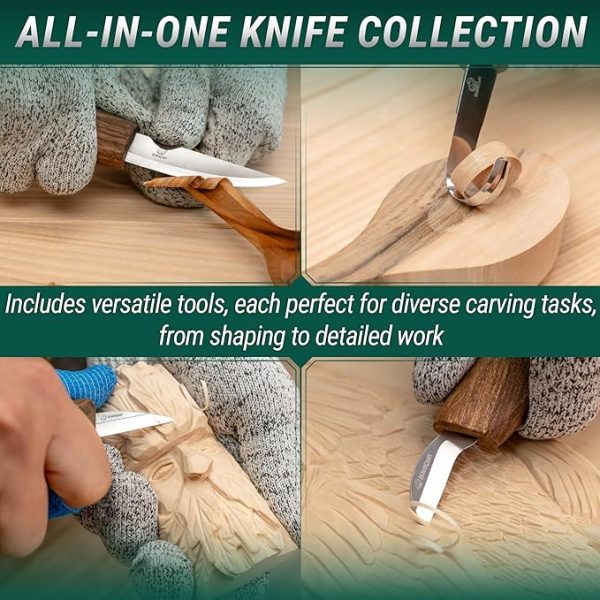 BeaverCraft Deluxe Wood Carving Kit S18X - Wood Carving Knife Set - Spoon Carving Tools Set - Whittling Knives Kit - Woodworking Kit Wood Carving Tools Kit Large Whittling Kit S18X - Image 3