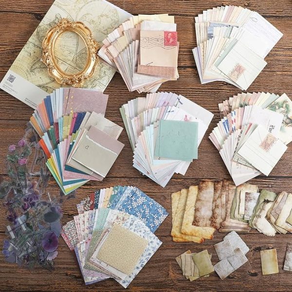 445 PCS Vintage Scrapbook Paper Journaling Scrapbooking Supplies Kit Aesthetic Decorative Craft Paper include 40 Sheet Flowers Stickers for Planner, Bullet Journaling, Junk Journal, Retro Crafts - Image 7